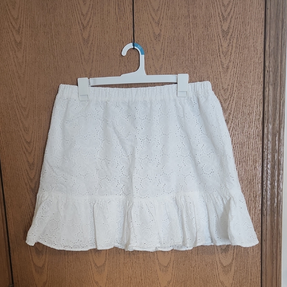 Express White Eyelet Mini Skirt